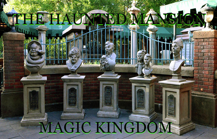 Haunted Mansion busts poster Photograph by David Lee Thompson