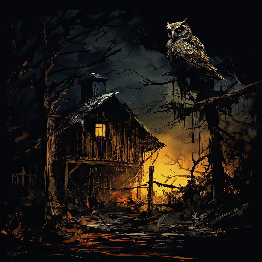 Owl Photograph - Haunted Shack by Lourry Legarde