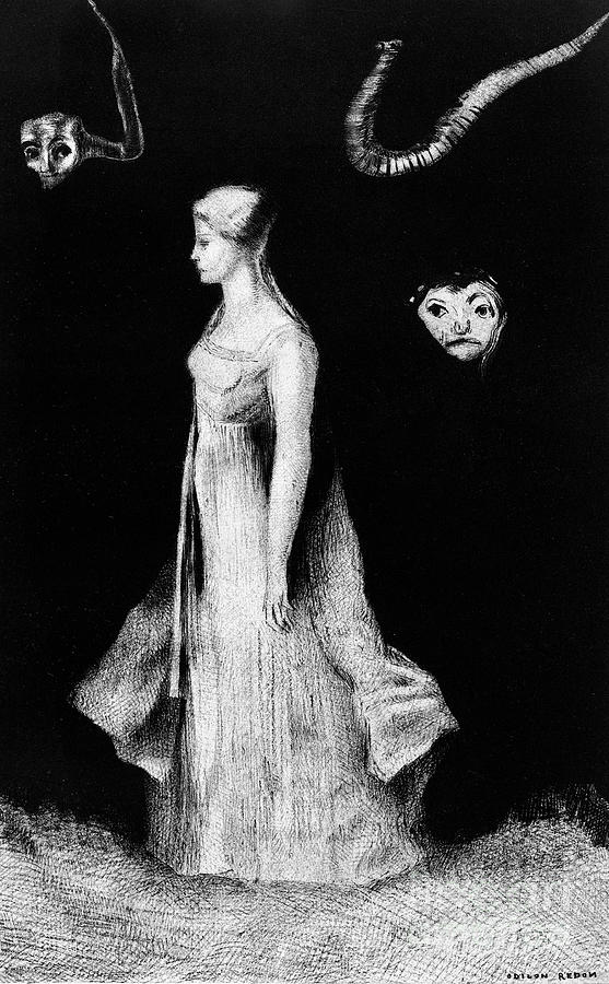 Haunting, 1893-94 Drawing by Odilon Redon