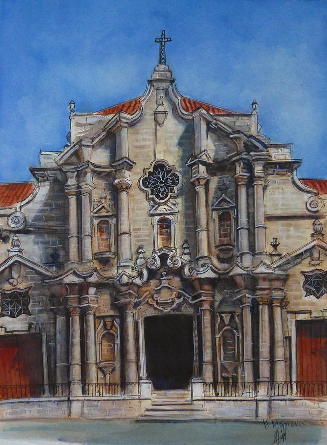 Havana Cathedral Painting by Henrieta Maneva