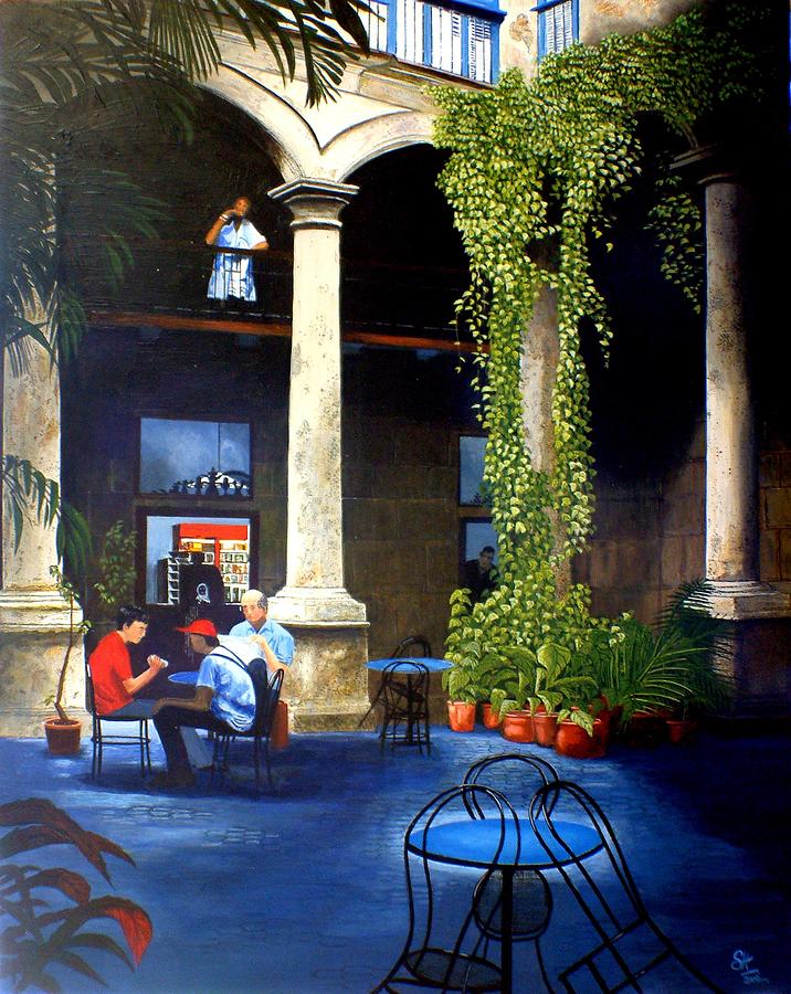 Havana Courtyard Painting by Sam Hall