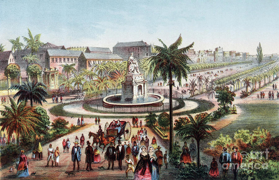 Fuenta de la India and the Paseo de Isabel II, Havana, Cuba, 1855 Drawing by Granger