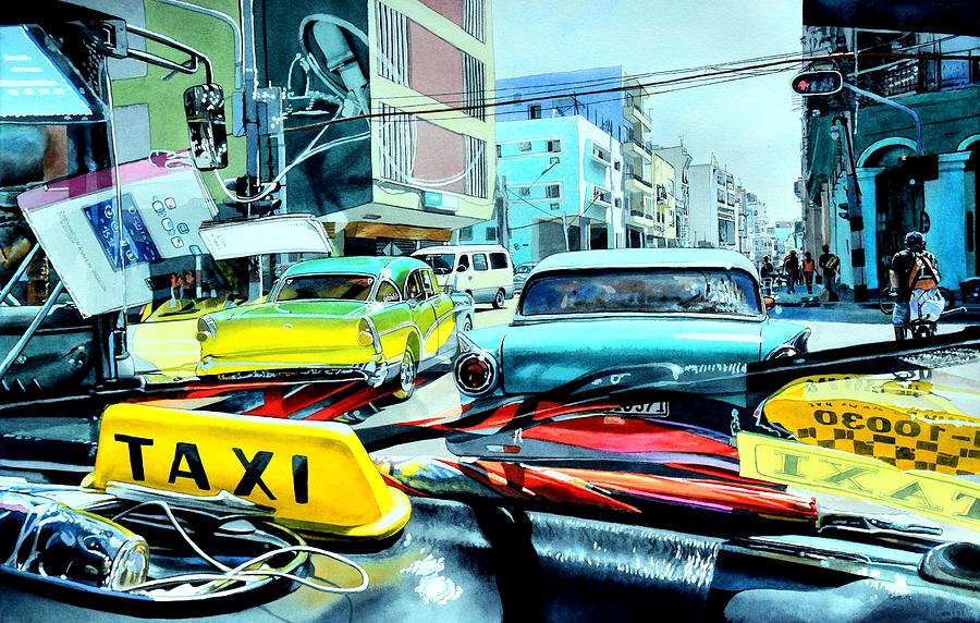 Havana Taxi Painting by John Bayalis | Fine Art America