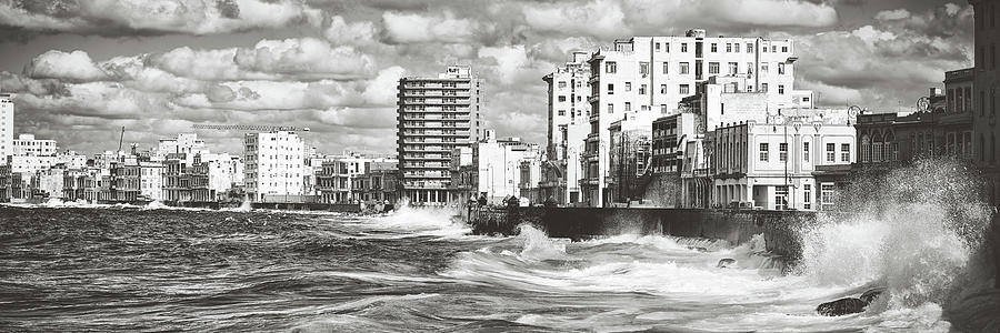 Black and white panoramic view of Havana Photograph by Karel Miragaya