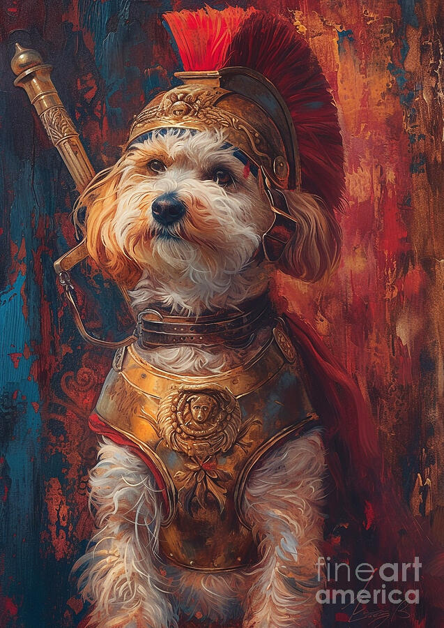 Dog Painting - Havanese - adorned in the finery of a Roman emissary by Adrien Efren