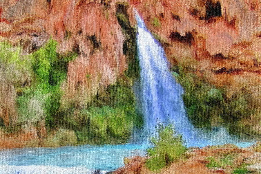 Havasu Falls  Painting by Russ Harris
