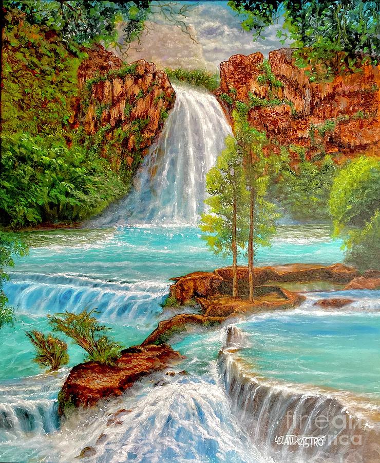 Havasupai Falls Arizona  Painting by Leland Castro