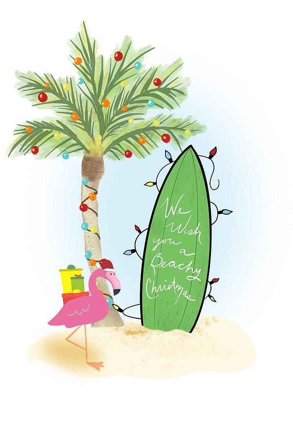 Have a Beachy Christmas Flamingo Digital Art by Pamela Williams