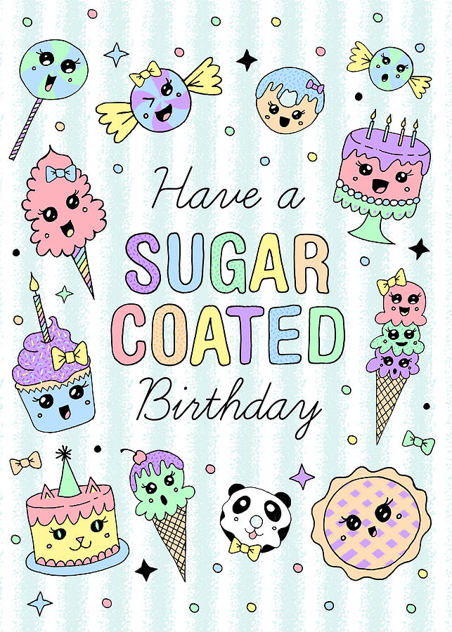 Have a Sugar Coated Birthday Greeting Card - Art by Jen Montgomery Painting by Jen Montgomery