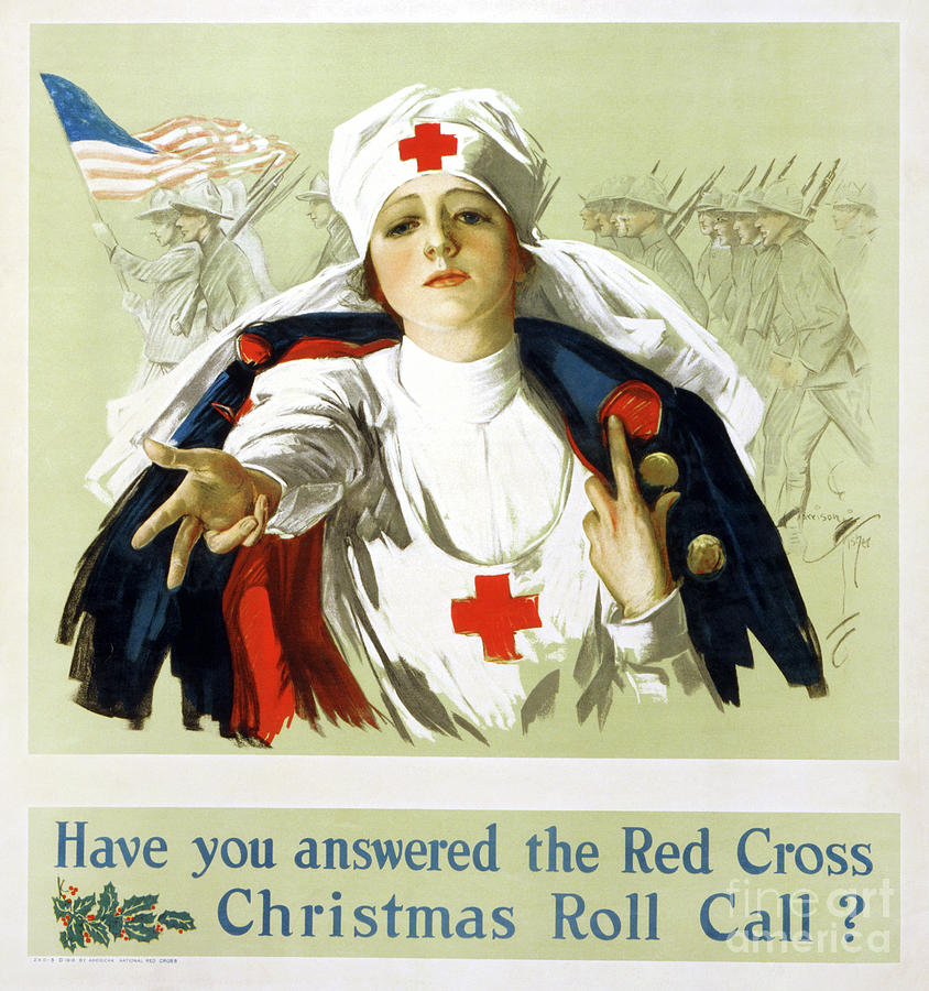 Have you answered the Red Cross Christmas Roll Call - Harrison Fisher Drawing by Sad Hill - Bizarre Los Angeles Archive