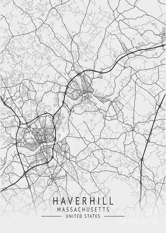 Haverhill Massachusetts Us Gray City Map Digital Art By Tien Stencil Fine Art America 4224