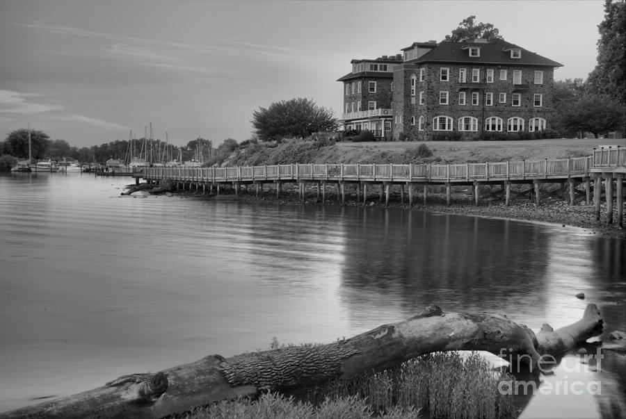 Havre De Grace Calm Evening Black And White Photograph by Adam Jewell