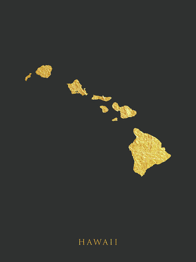 Hawaii Gold Map #03 Digital Art by Michael Tompsett