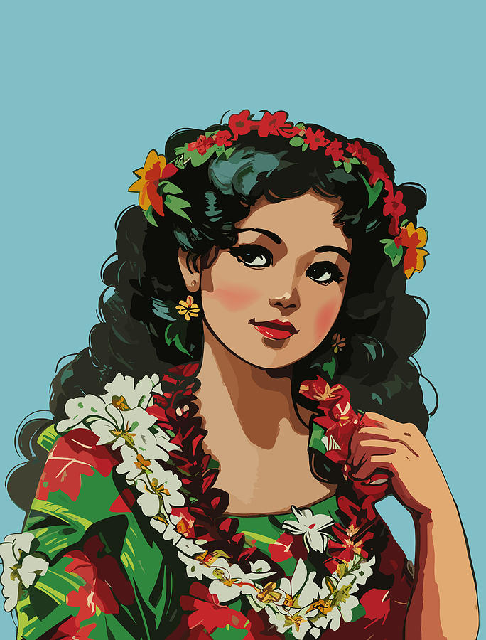 Flower Digital Art - Hawaii Hula Girl by Long Shot