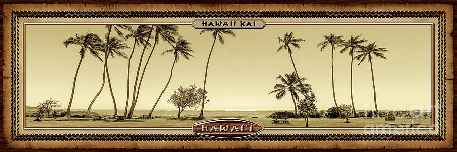 Hawaii Kai Tall Palm Trees Vintage Hawaiian Style Panoramic Photograph Photograph by Aloha Art