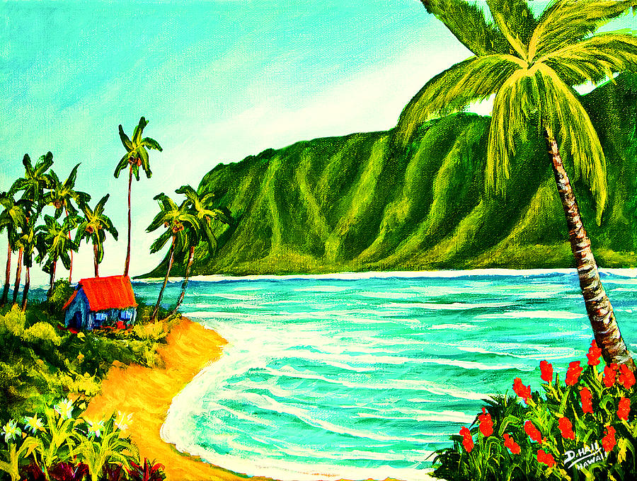 how to draw a hawaiian beach