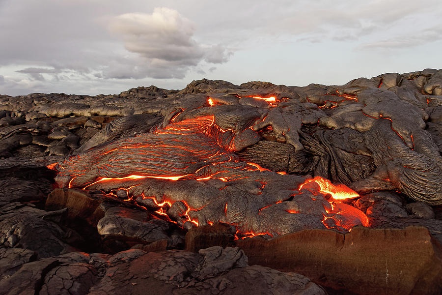 Hawaii - lava emerges from a column of the earth Photograph by Ralf Lehmann