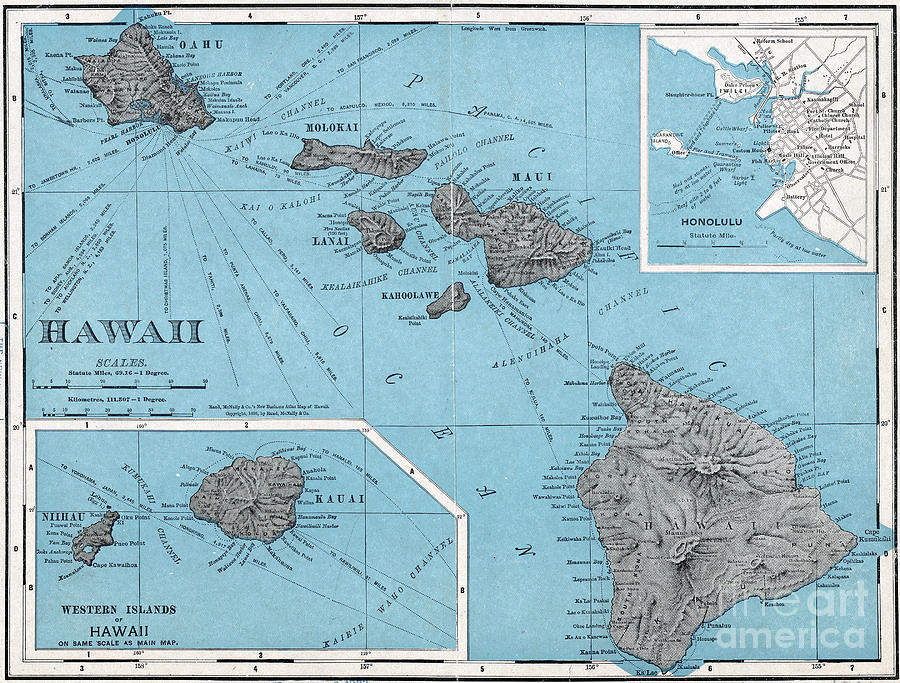Hawaii Map, 1898 Drawing by Granger
