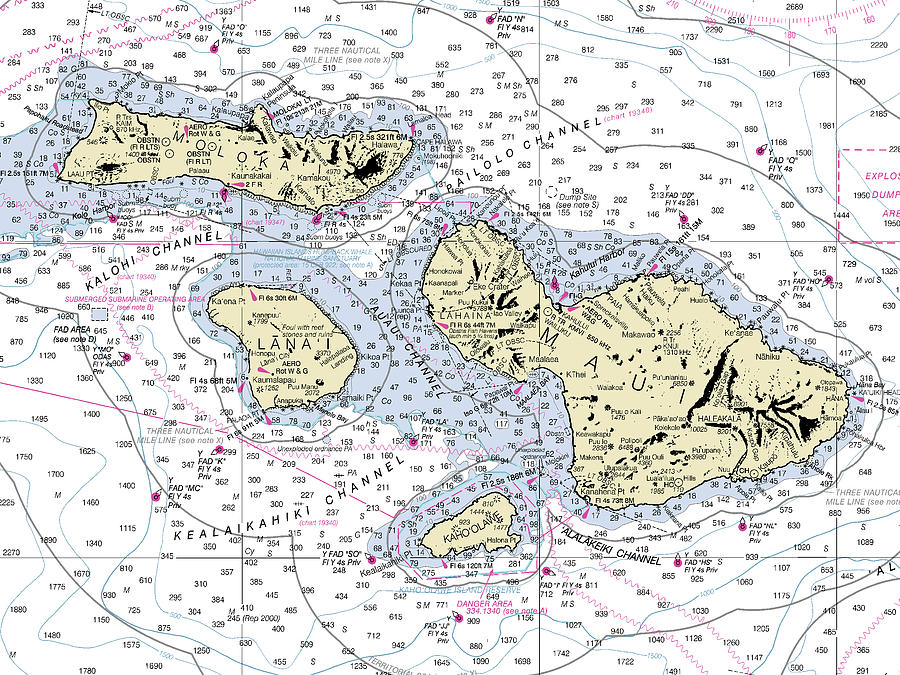 HawaiiMauiMolokaiLanai Nautical Chart Digital Art by Bret Johnstad
