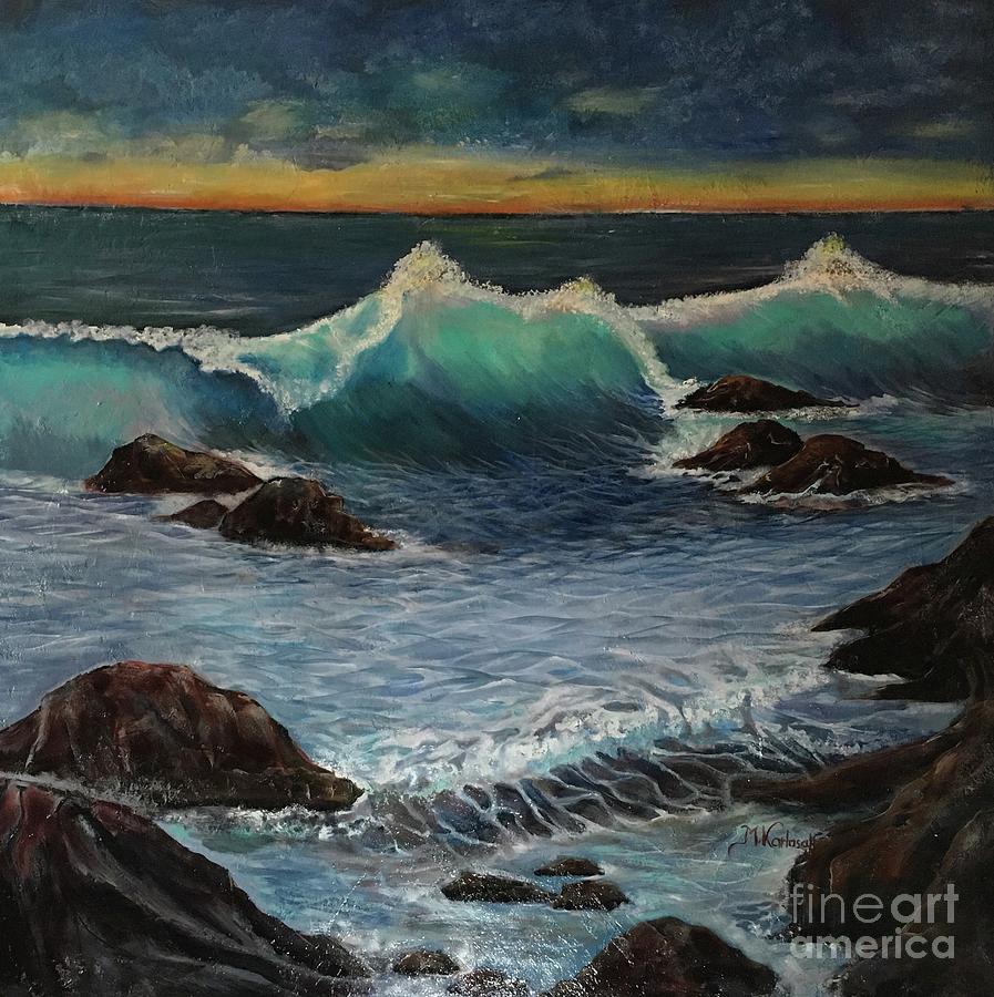 Hawaii ocean wave Painting by Maria Karlosak