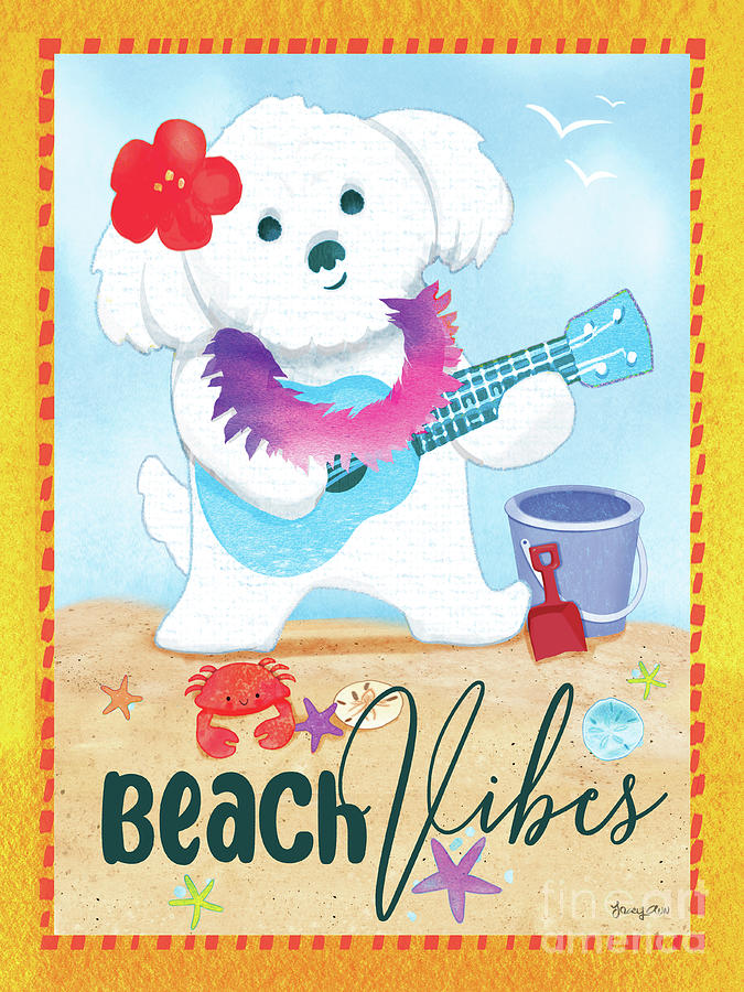 Hawaii Summer Beach Dog Painting by Tracy Herrmann