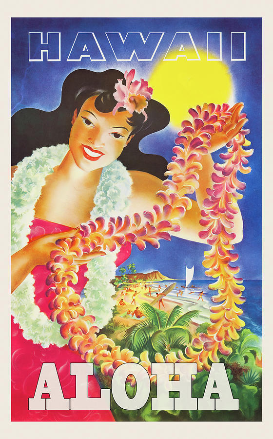 Vintage Drawing - Hawaii Travel Poster by Travel Poster