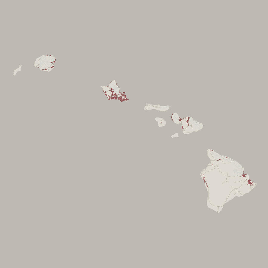 Hawaii US State Road Map Drawing by FrankRamspott