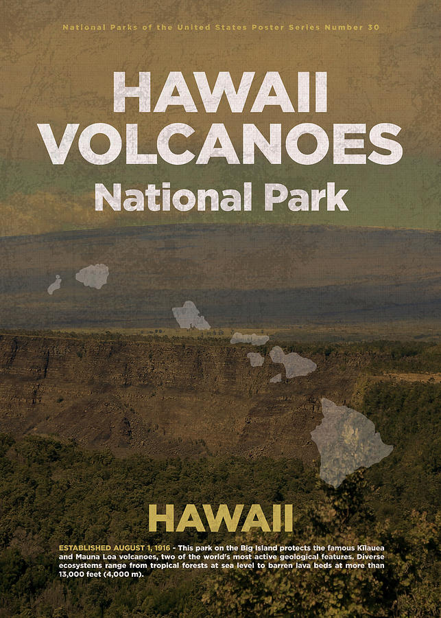 National Parks Mixed Media - Hawaii Volcanoes National Park in Hawaii Travel Poster Series of National Parks Number 30 by Design Turnpike