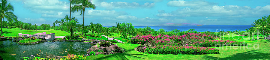 Hawaii Wailea Golf Panorama Photograph by David Zanzinger