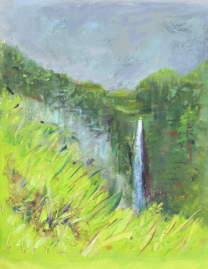 Hawaii waterfall Painting by Chris N Rohrbach