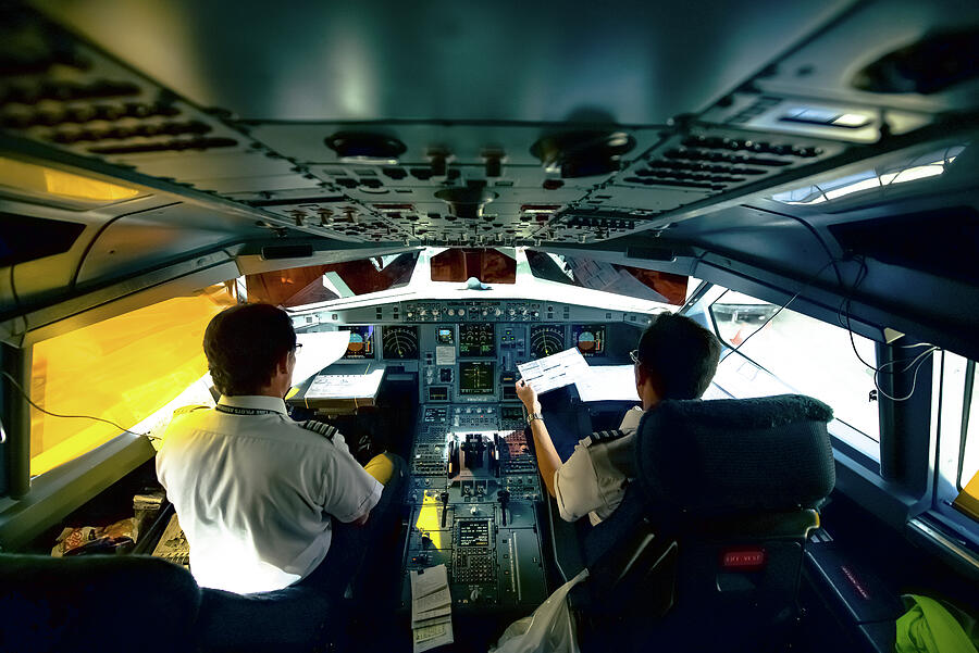 Hawaiian Airlines Pilots at A330 Cockpit H1 Photograph by Michelle ...