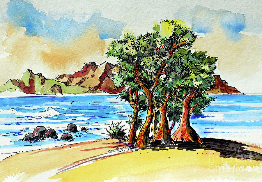 Hawaiian Beach Scene Painting by Terry Banderas