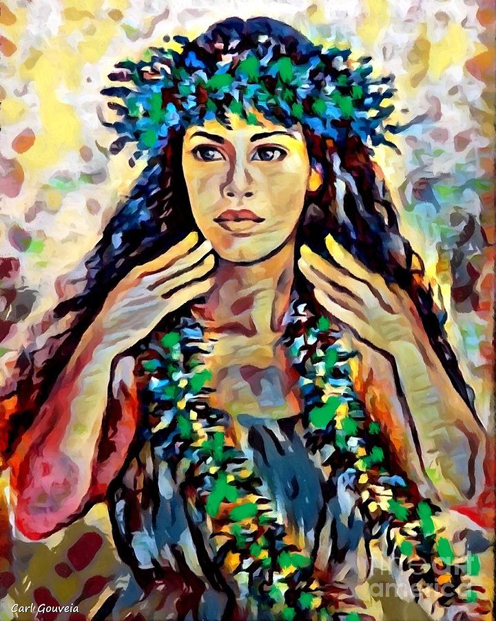 Hawaiian Dancer Mixed Media by Carl Gouveia
