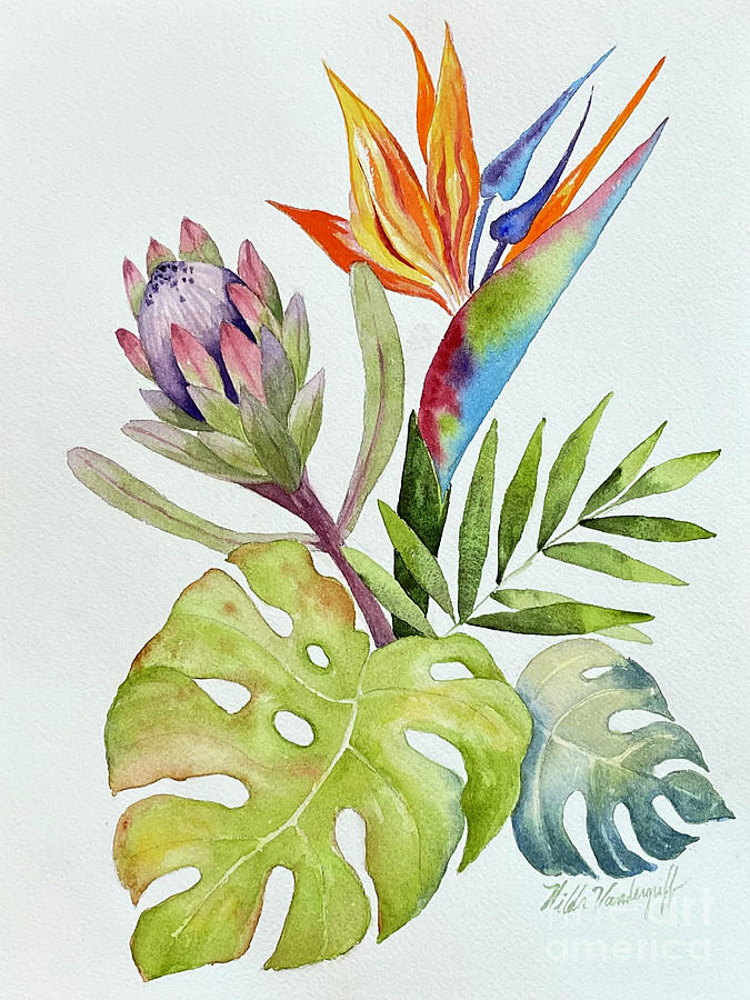Hawaiian Flowers Painting by Hilda Vandergriff