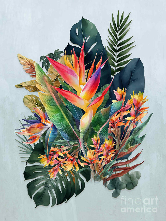 Hawaiian Helicomia and Flame Flower Digital Art by J Marielle