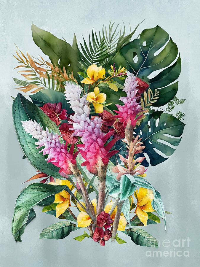 Hawaiian Lilies and Shell Ginger Digital Art by J Marielle