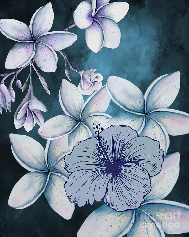 Hawaiian Plumeria at Dusk Digital Art by J Marielle