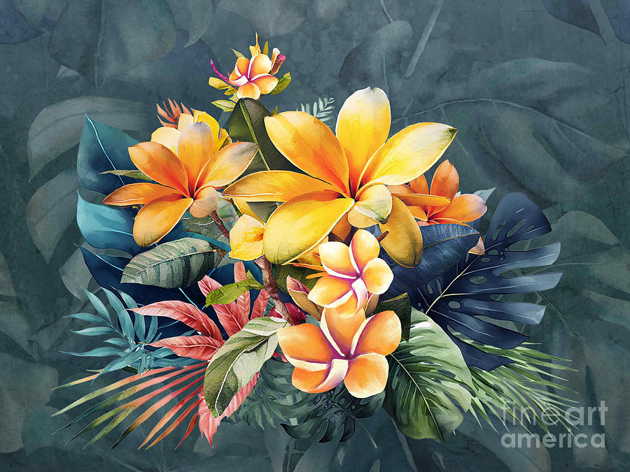 Hawaiian Sunrise Plumeria Digital Art by J Marielle