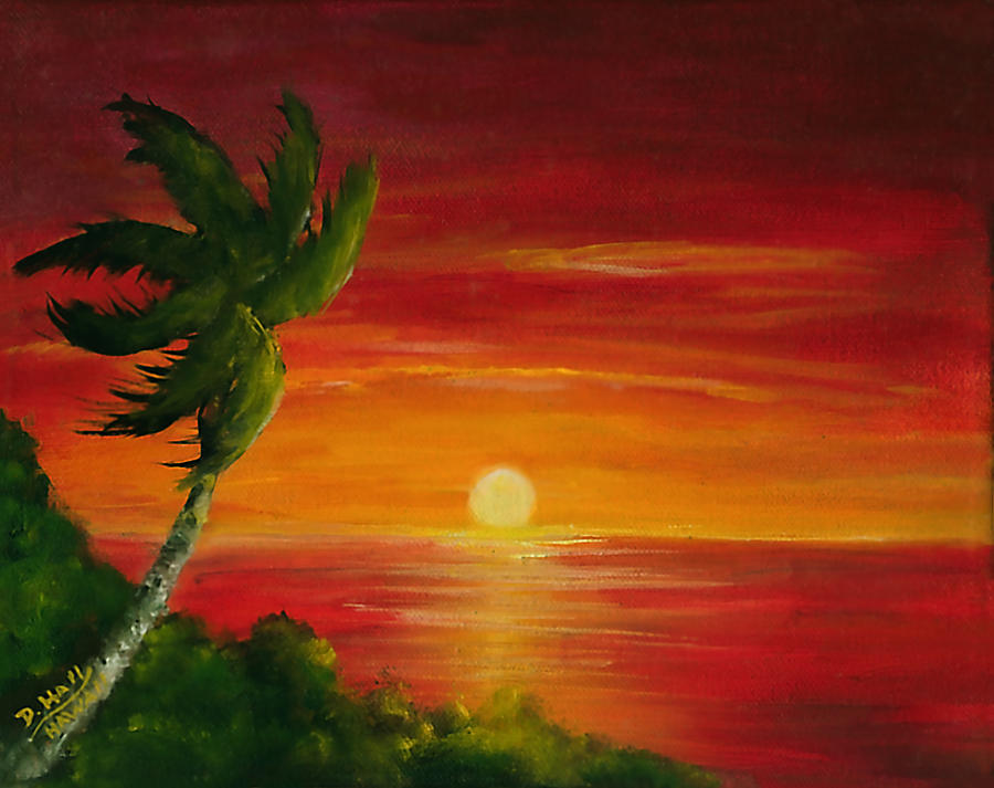 Oil Painting - Hawaiian Sunset #421 by Donald K Hall