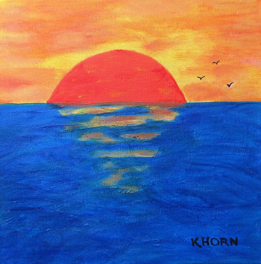 Sunset Painting - Hawaiian Sunset by Kathy Horn