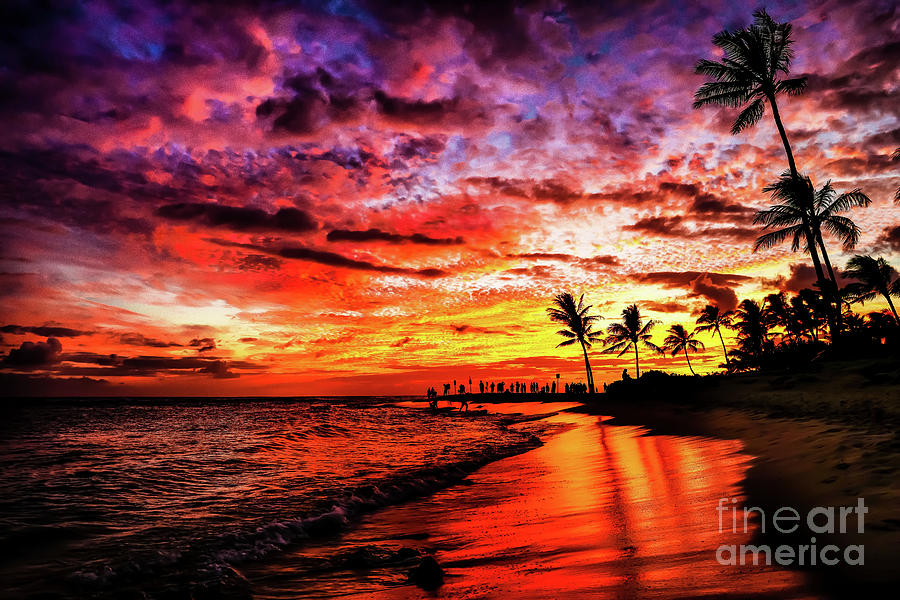Hawaiian Sunset on Kauai Beach Photograph by M G Whittingham