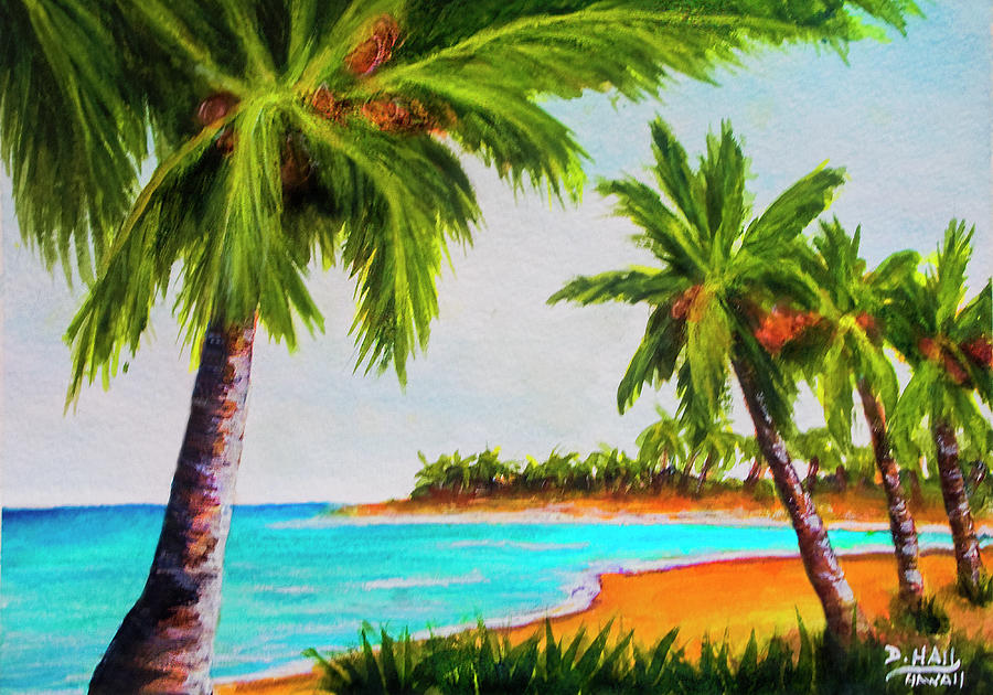 Hawaiian Tropical Beach #429 Painting by Donald K Hall - Pixels