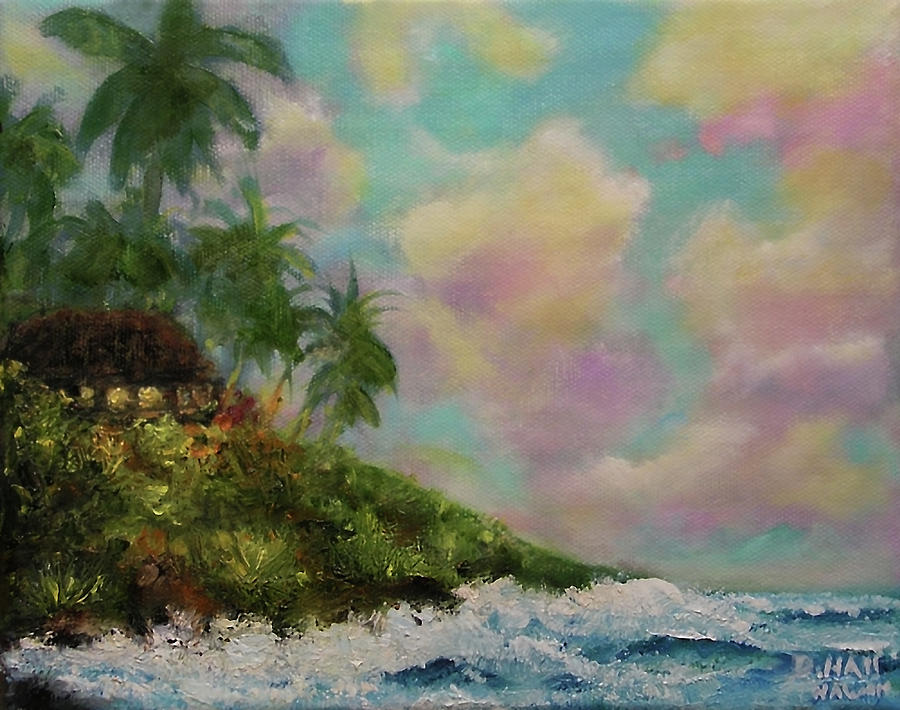Hawaiian  Twilight Beach Wave Art Print Painting #423 Painting