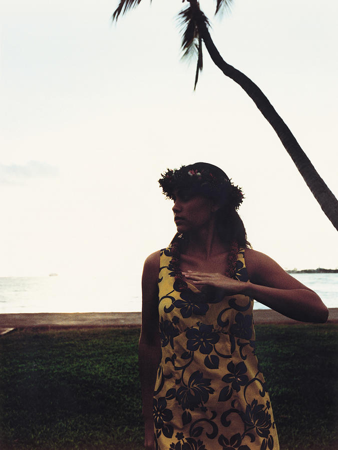 Hawaiian woman dancing at sunset Photograph by Dex Image
