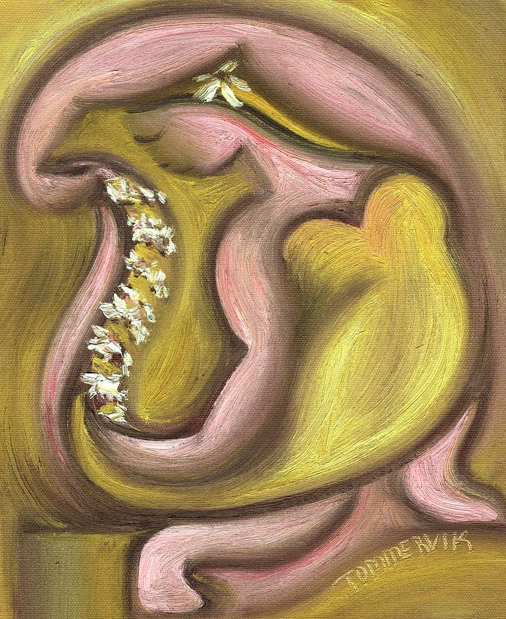 Hawaiian Woman Dancing with Yellow Lei Painting Painting by Tommervik