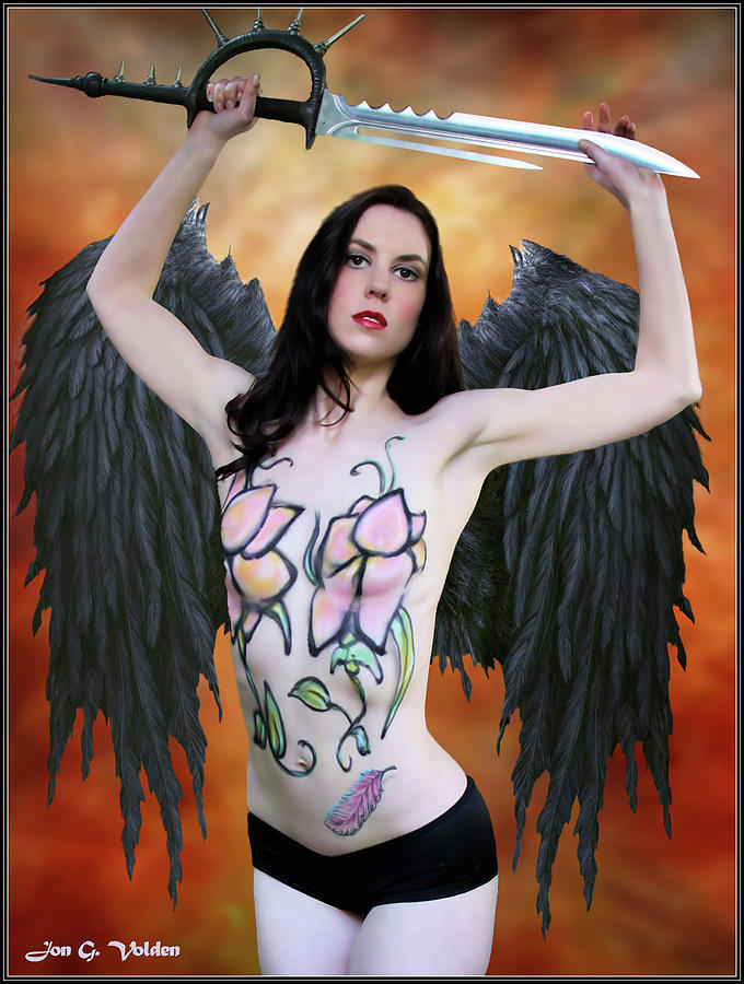 Hawk Girl Wearing Body Paint Photograph by Jon Volden