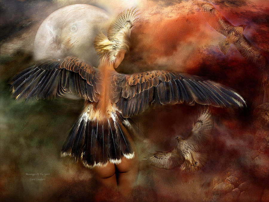 Hawk Goddess-Messenger Of The Spirit Mixed Media by Carol Cavalaris