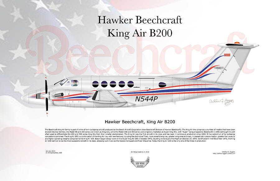 Hawker Beechcraft King Air B200 Digital Art by Arthur Eggers