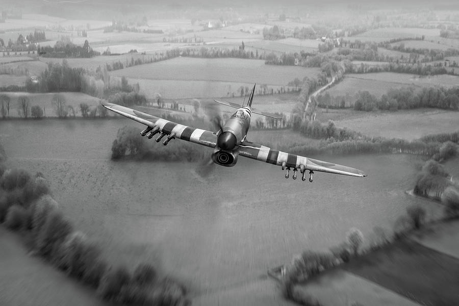 Hawker Typhoon over Normandy BW version Photograph by Gary Eason