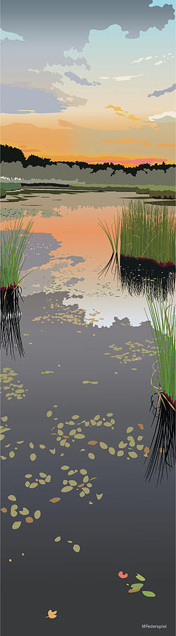 Sunset Digital Art - Hawkins Brook by Marian Federspiel
